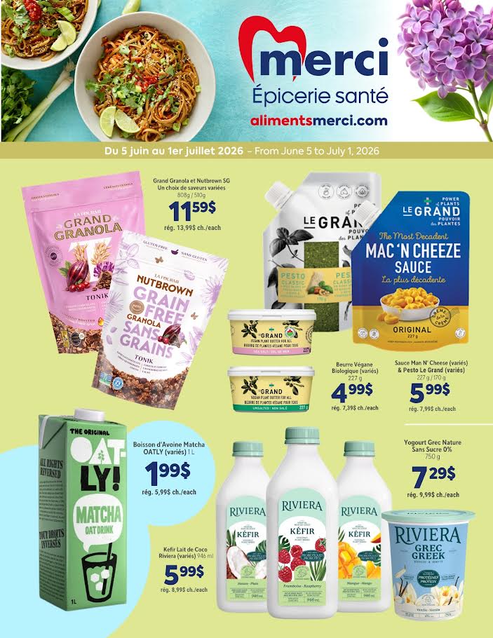 Circulaire Les Aliments Merci Épiceries Santé Du 5 Juin Au 1 Juillet 2026 - Page 1