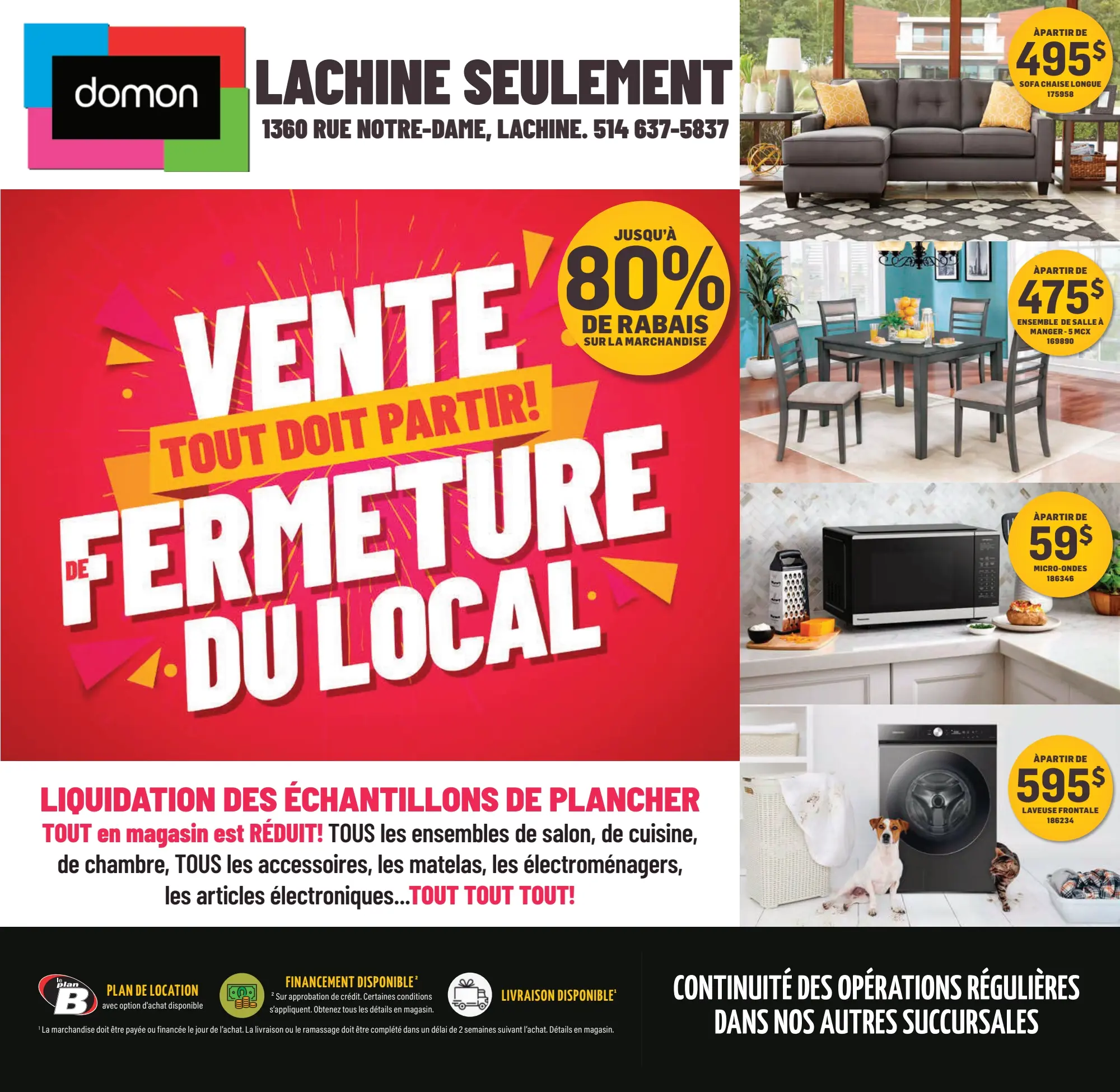 Circulaire Meubles Domon - Vente De Fermeture, Lachine Seulement Du 11 Au 17 Juin 2026 - Page 1